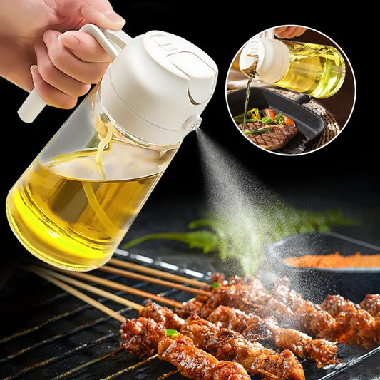 2in1 500ml Plastic Spray Oil Sprayer Bottle Spray Oil Dispenser Oil Jar Cruet BBQ Kitchen Baking Roasting