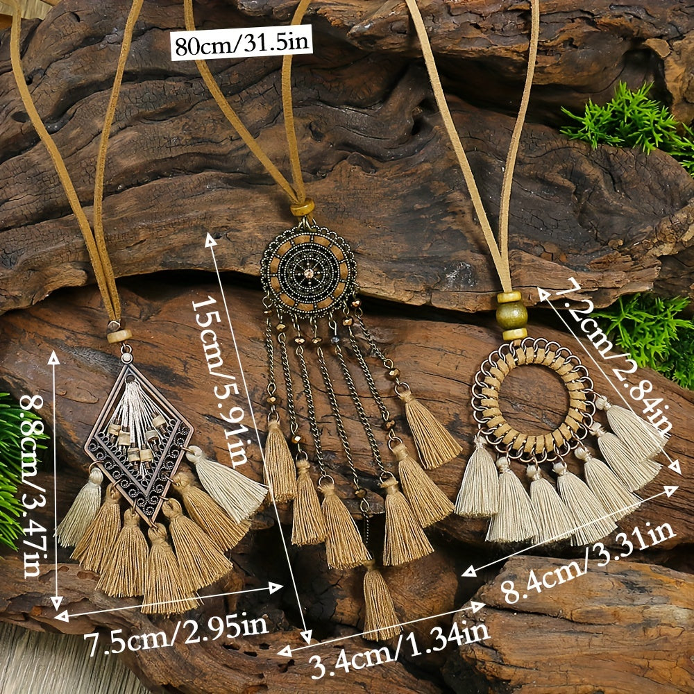 Boho-Chic Vintage Tassel Set - 3 Pieces