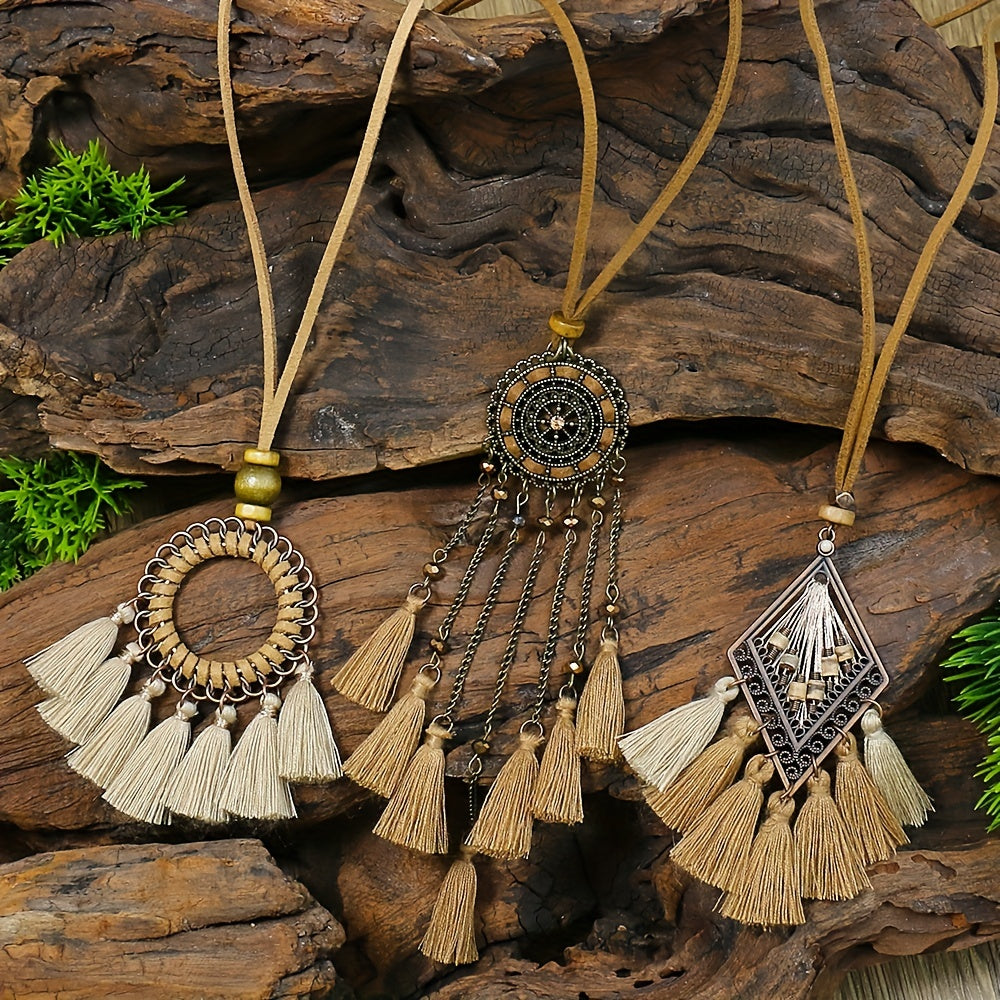 Boho-Chic Vintage Tassel Set - 3 Pieces