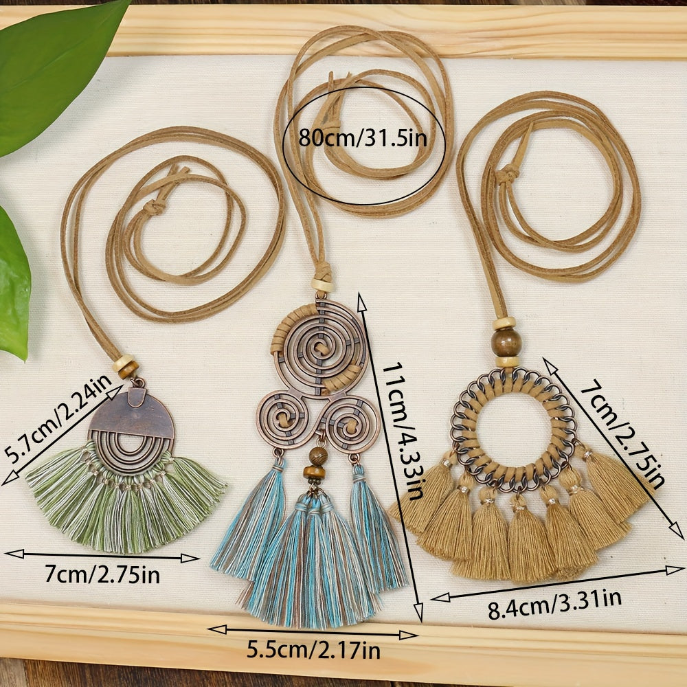 Boho-Chic Vintage Tassel Set - 3 Pieces