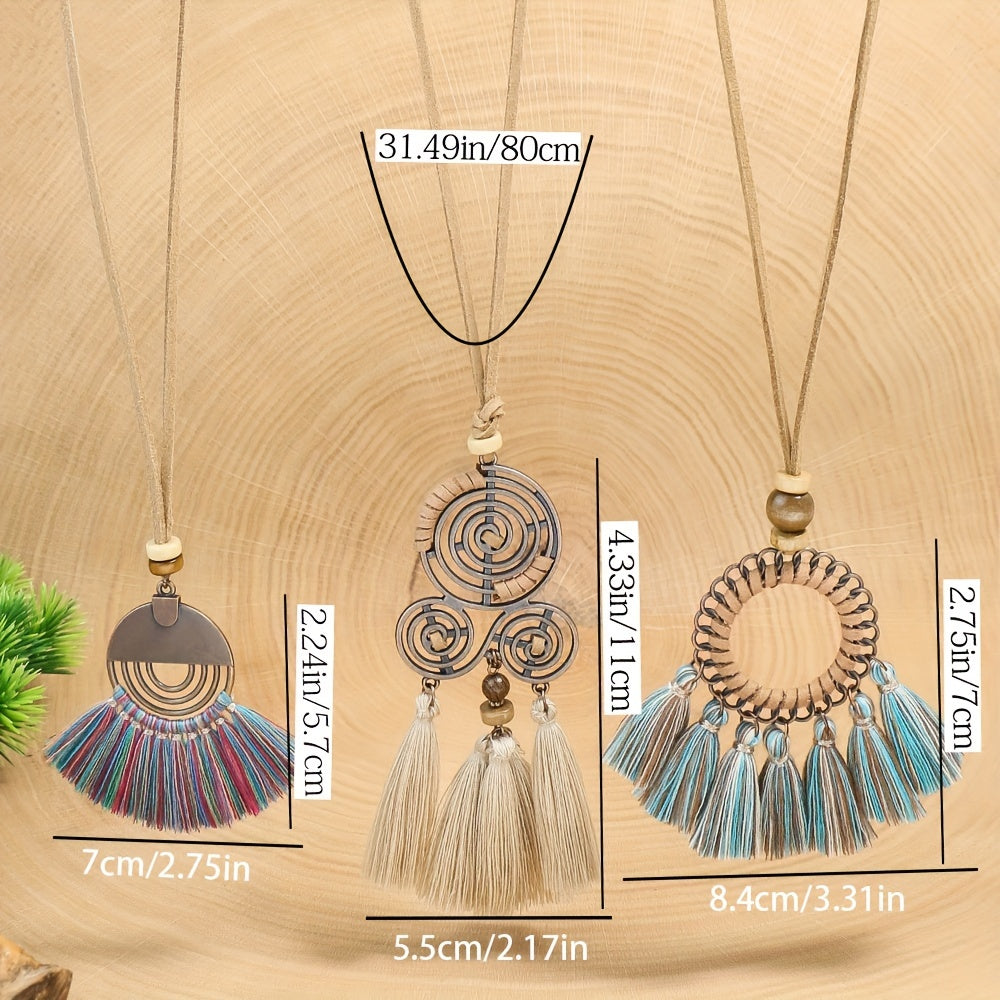 Boho-Chic Vintage Tassel Set - 3 Pieces