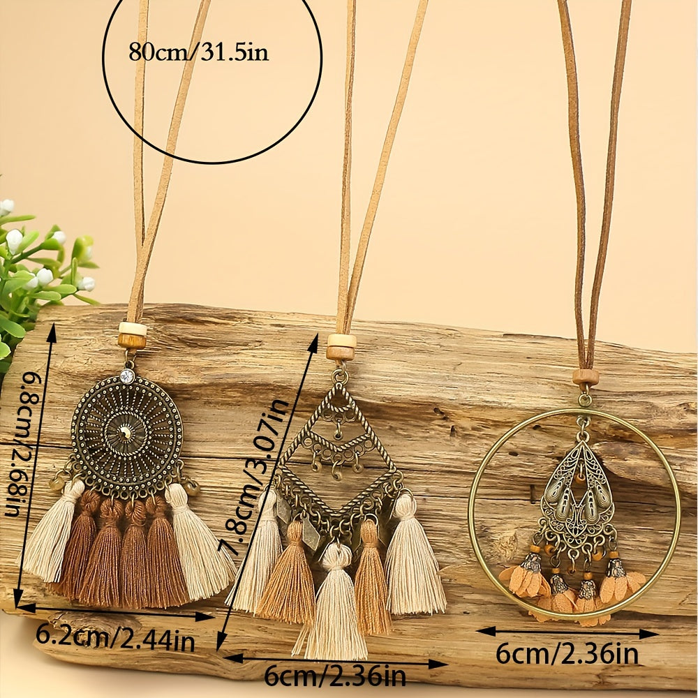 Boho-Chic Vintage Tassel Set - 3 Pieces