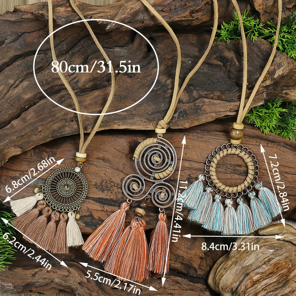 Boho-Chic Vintage Tassel Set - 3 Pieces