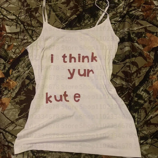 Punk Grunge Camisole Top Sleeveless Women Print  90s Emo Girl Y2K Style Clothes Aesthetic Streetwear Emo Girls Tank Top