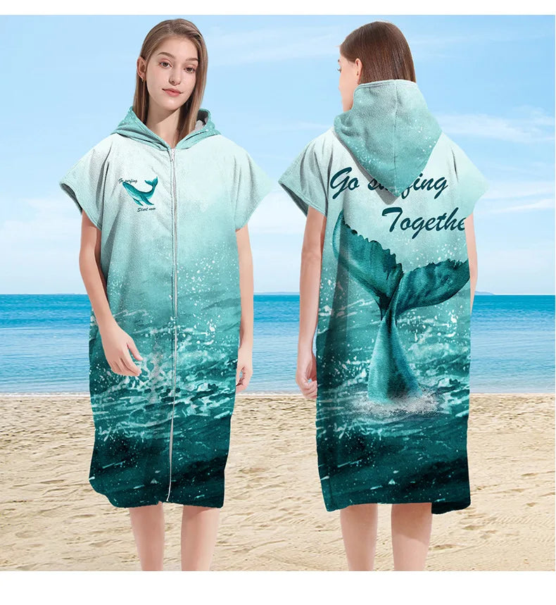 Adult Hooded Beach Surf Poncho