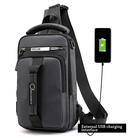 Anti-theft Chest Shoulder Bag Men's Sling Crossbody Bag Messenger Backpack USB Port Charging
