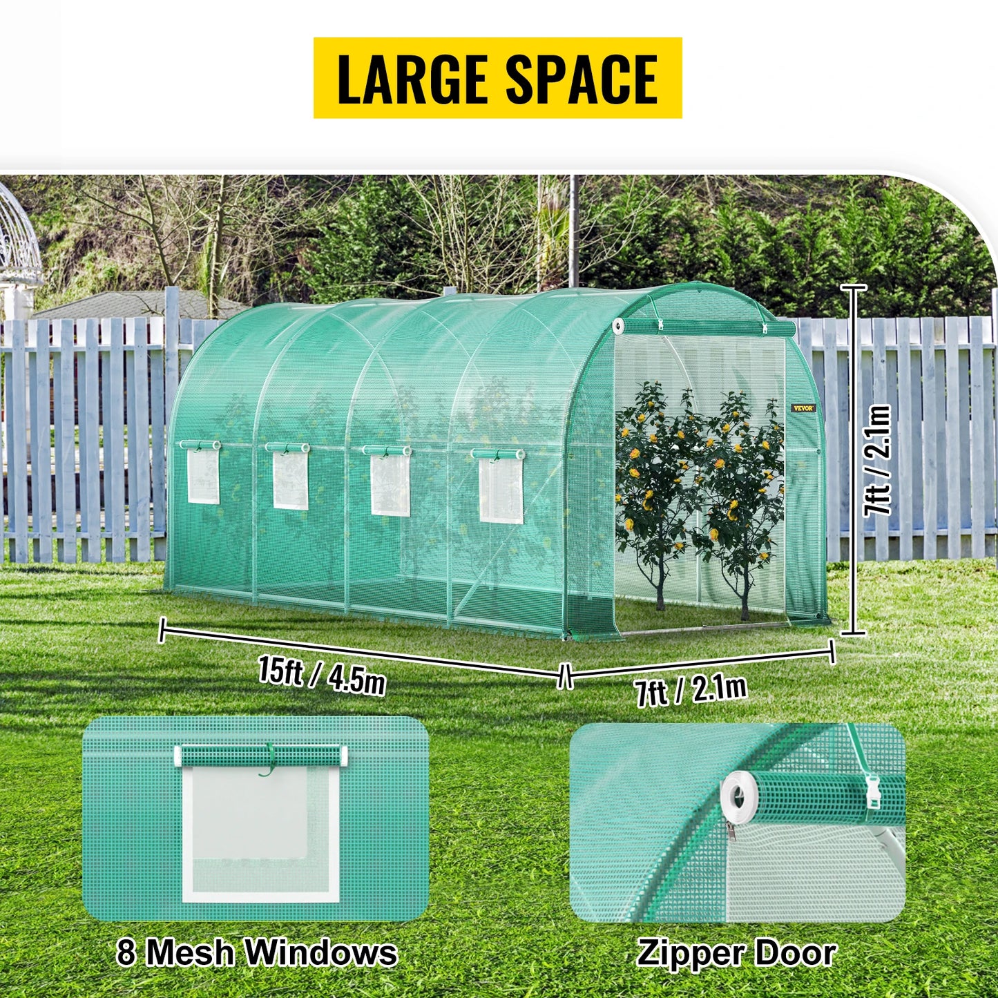 Walk-In Tunnel Greenhouse with Galvanized Frame