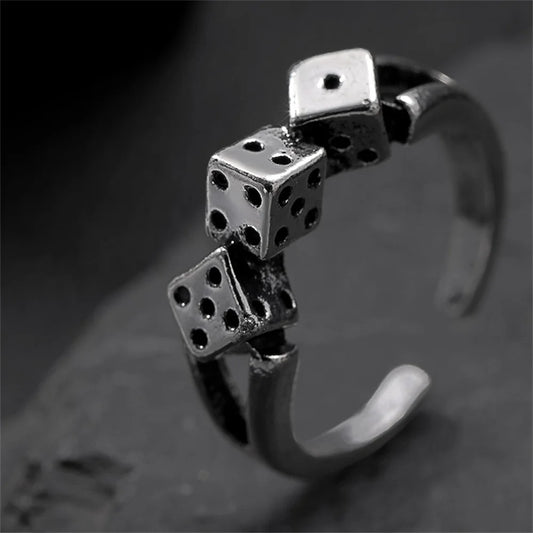 Punk Dice Trend Ring for Men Women Personality Adjustable Retro Style Animal Pattern Ring Jewelry Accessories Party Gifts