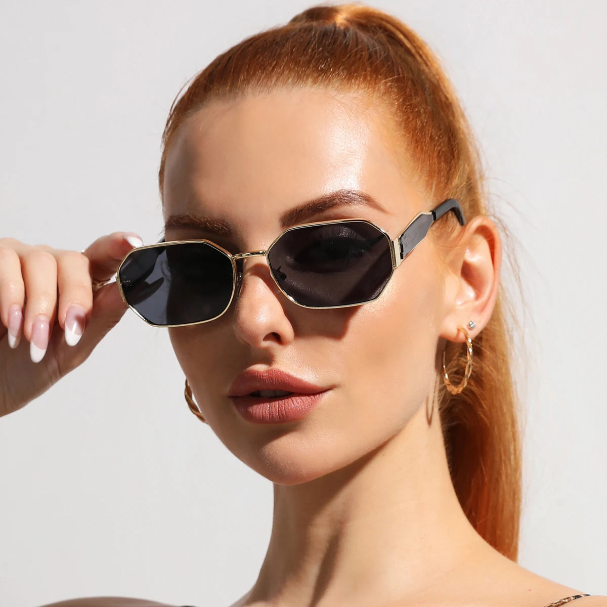 Designer Retro Metal Rectangle Sunglasses