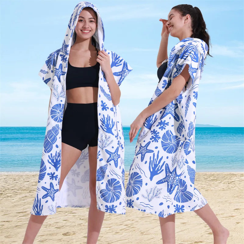 Adult Hooded Beach Surf Poncho