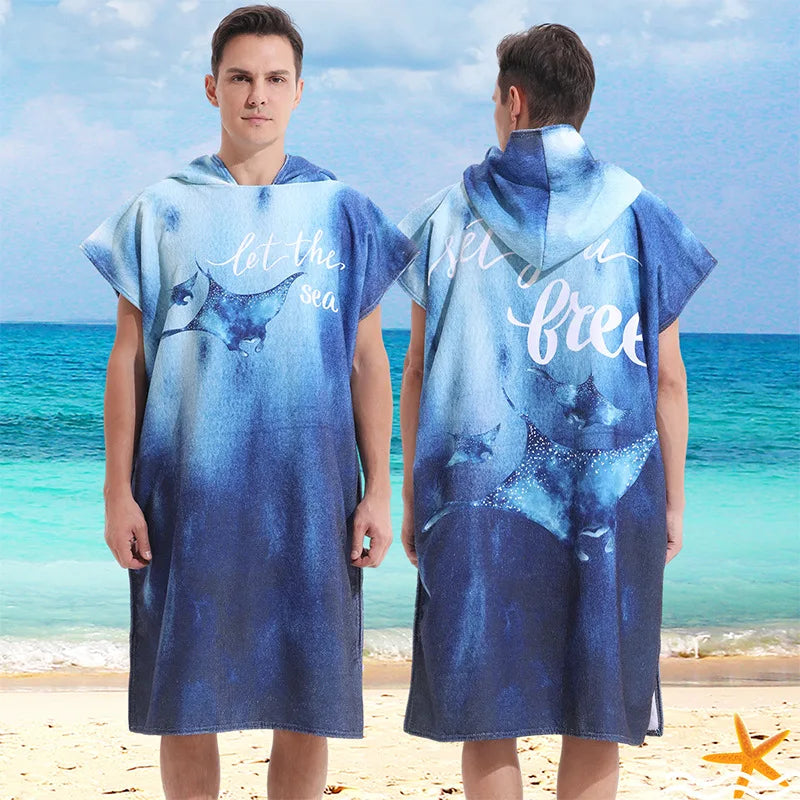 Adult Hooded Beach Surf Poncho