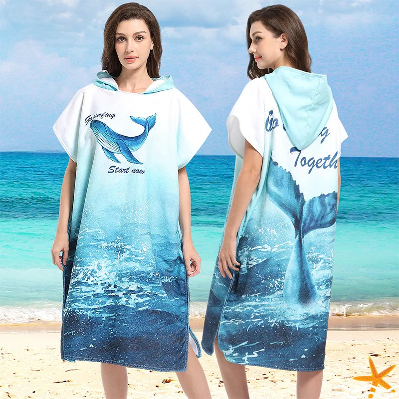 Adult Hooded Beach Surf Poncho