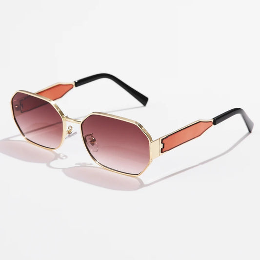 Designer Retro Metal Rectangle Sunglasses