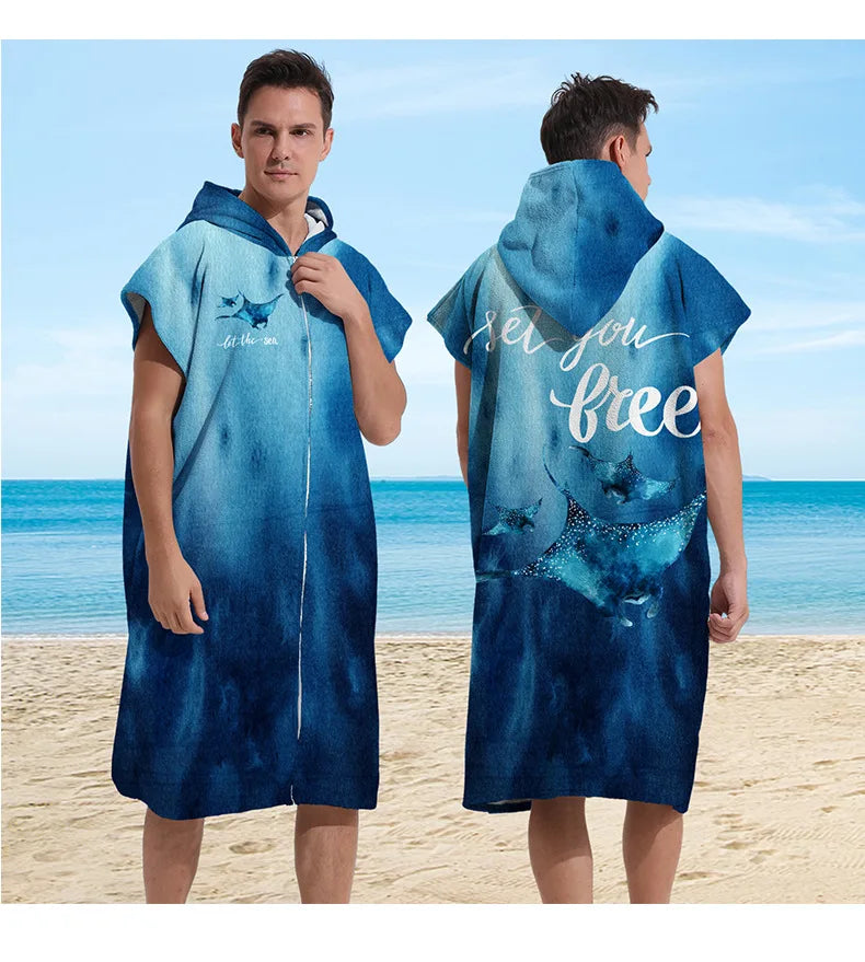 Adult Hooded Beach Surf Poncho