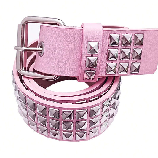 Pink Y2K Punk Goth Rivet Belt with Studded for Womens Girls Cute Punk Accessories