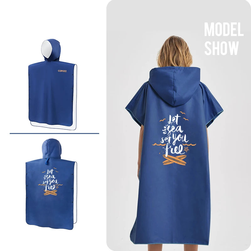 Hooded Robe Microfiber Beach Blanket