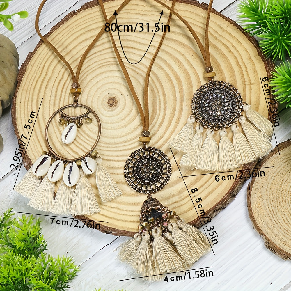 Boho-Chic Vintage Tassel Set - 3 Pieces