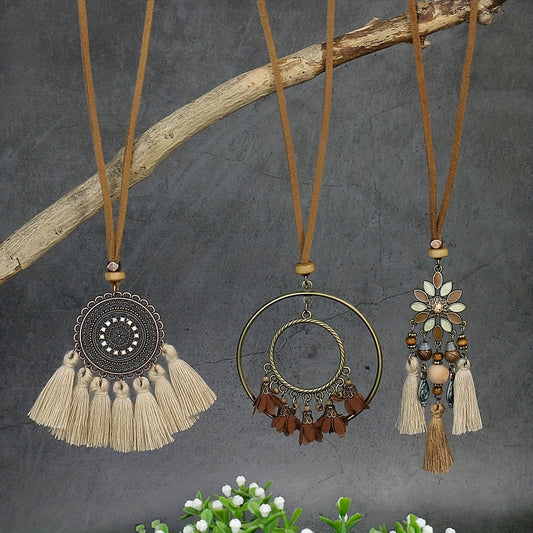 Boho-Chic Vintage Tassel Set - 3 Pieces