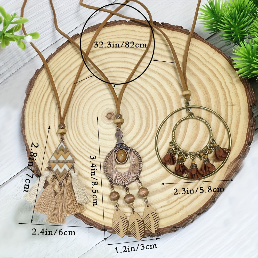 Boho-Chic Vintage Tassel Set - 3 Pieces