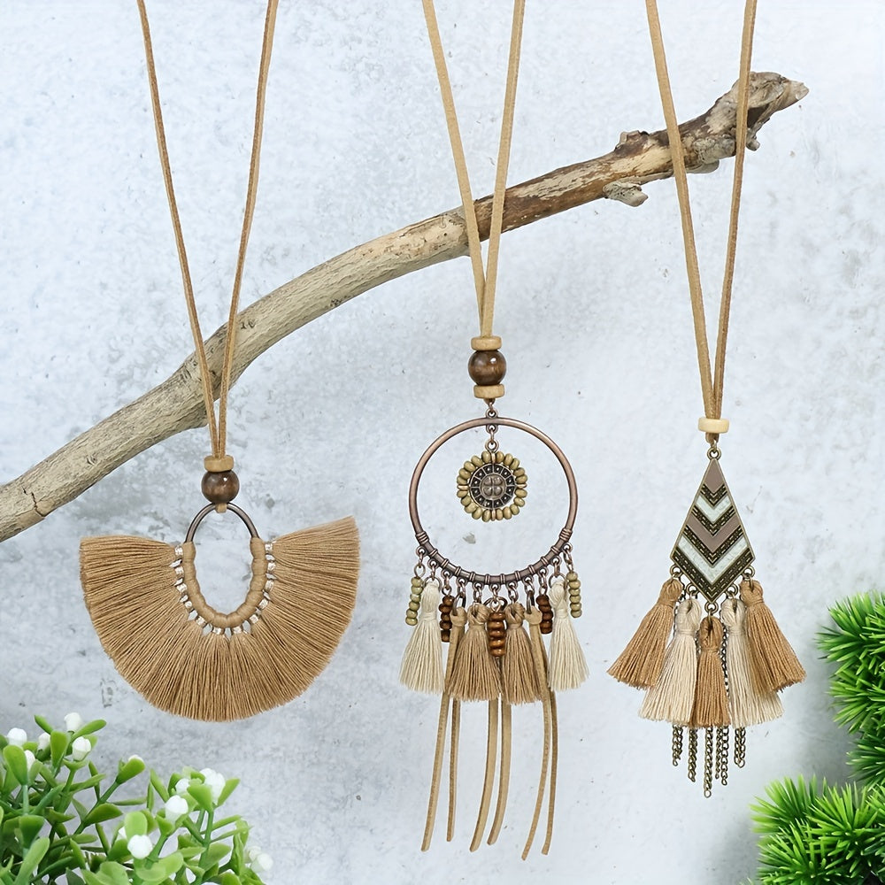 Boho-Chic Vintage Tassel Set - 3 Pieces