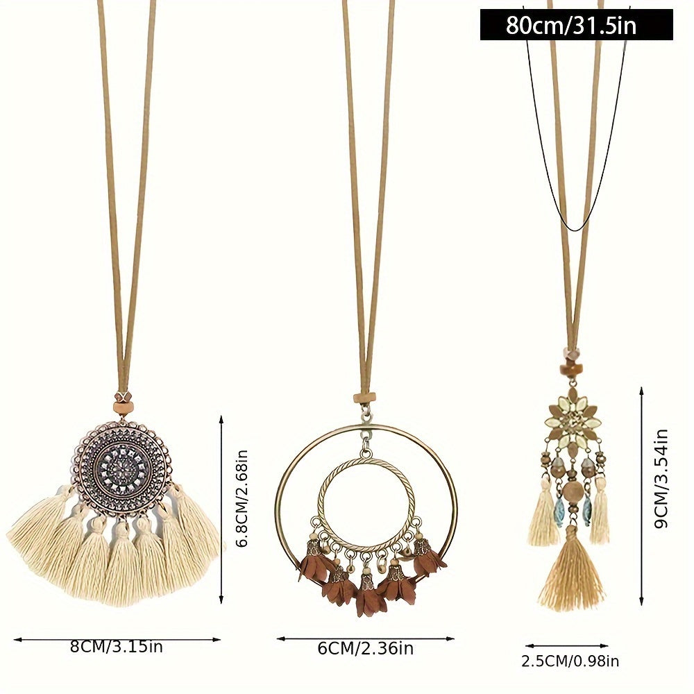 Boho-Chic Vintage Tassel Set - 3 Pieces
