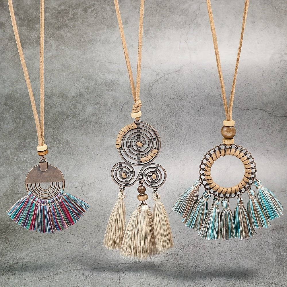 Boho-Chic Vintage Tassel Set - 3 Pieces